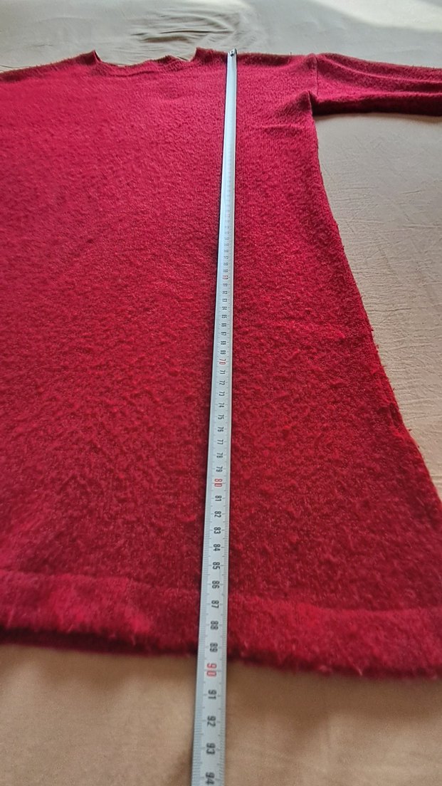 SATILDI.  #Kırmızı Uzun Kollu yün Kadın #elbise - Görsel 4