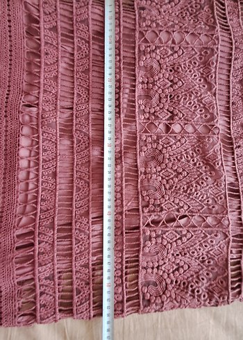 Kısa Kollu Dantel Detaylı Bohem Triko Elbise - Görsel 5