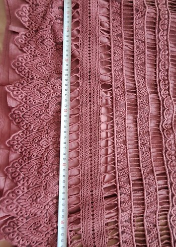 Kısa Kollu Dantel Detaylı Bohem Triko Elbise - Görsel 6