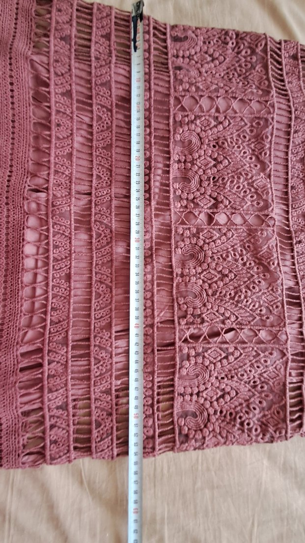 Kısa Kollu Dantel Detaylı Bohem Triko Elbise - Görsel 5