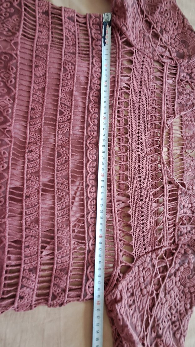 Kısa Kollu Dantel Detaylı Bohem Triko Elbise - Görsel 4