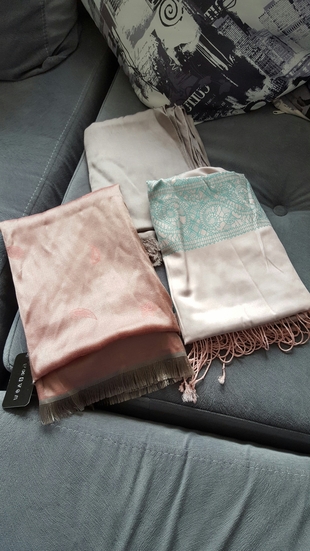 üç şal vizon acik pembe mercan