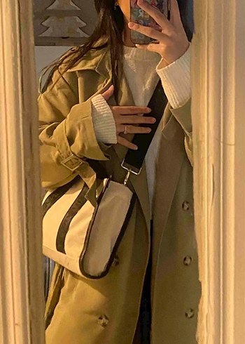 Beyaz Baskılı Kadın Kanvas Omuz Çantası - Görsel 2