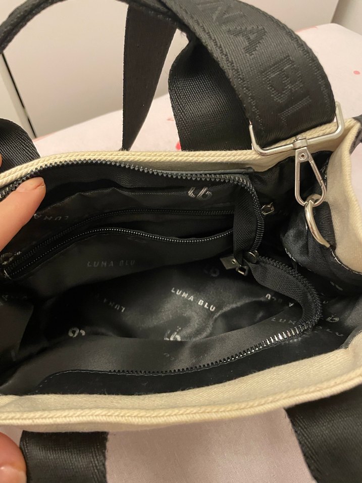 Beyaz Baskılı Kadın Kanvas Omuz Çantası - Görsel 3