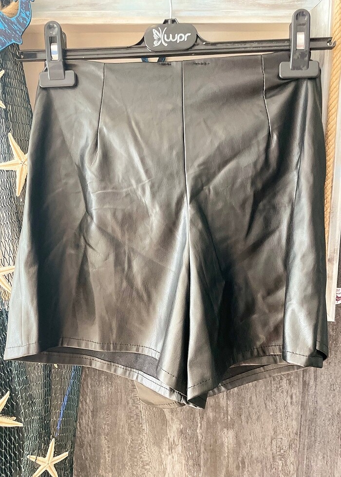 Deri etiketli şort etek - Görsel 2