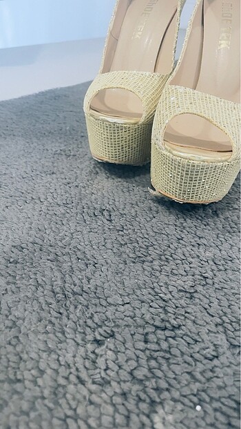Shoe Tek Altın sarısı abiye ayakkabı
