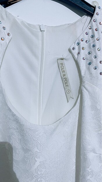 Yaka taşlı elbise - Görsel 5