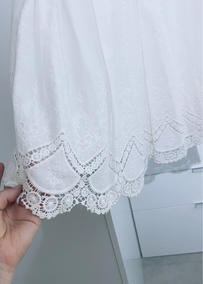 Yaka dantelli elbise - Görsel 2