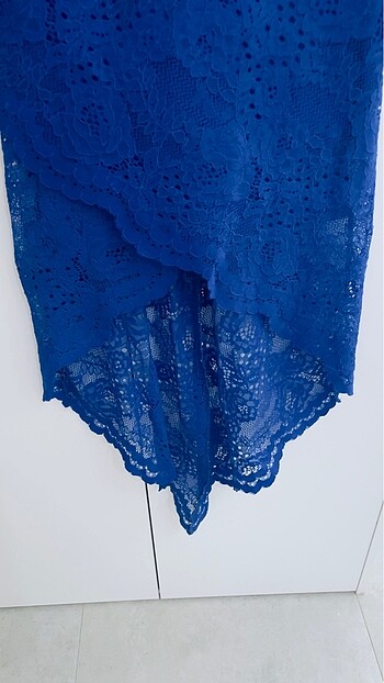 Yeni etiketli saks mavisi dantel elbise - Görsel 6