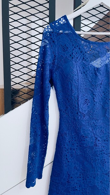 Yeni etiketli saks mavisi dantel elbise - Görsel 5