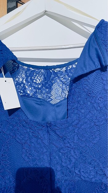 Yeni etiketli saks mavisi dantel elbise - Görsel 9