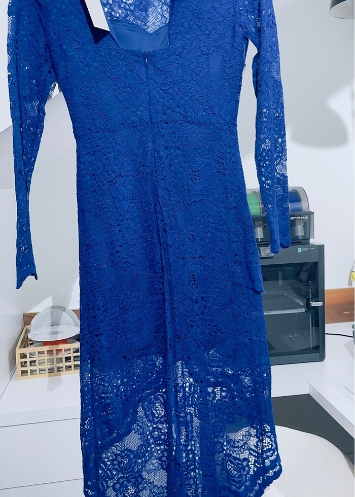 Yeni etiketli saks mavisi dantel elbise - Görsel 3