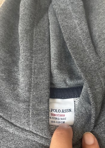 5 Yaş Beden USPA Gri Erkek Çocuk Kapüşonlu Eşofman Takımı