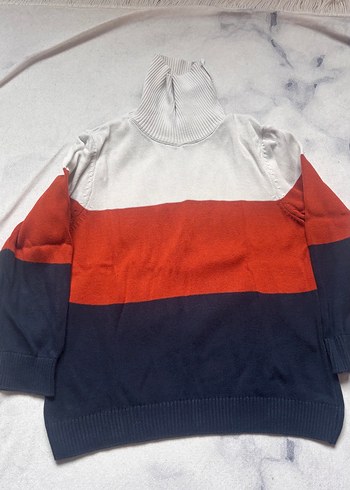 5 Yaş Beden Erkek Çocuk Renk Bloklu Balıkçı Yaka Sweatshirt