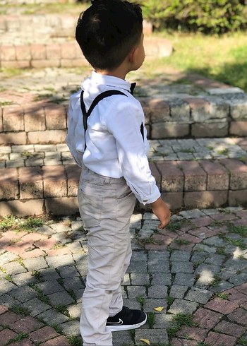 4 Yaş Beden gri Renk Bej Renk Erkek Çocuk Denim Pantolon