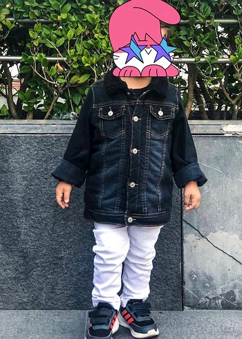 LC Waikiki Siyah kahverengi geçişli Kürklü Erkek Çocuk Kot Ceket