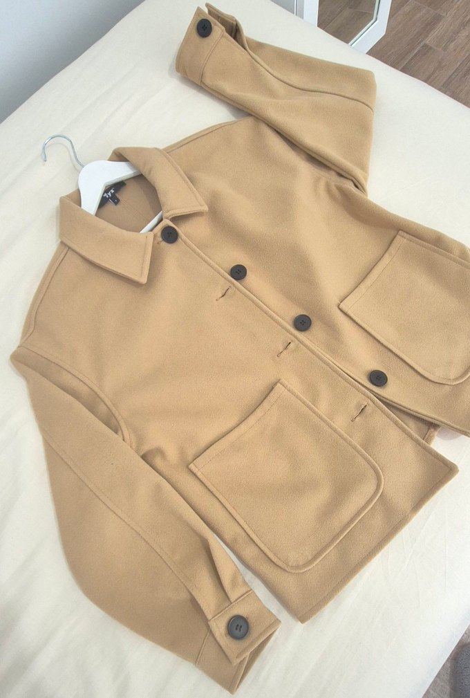 Bej Düğmeli Kadın Süet Ceket - Görsel 2