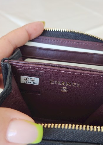 Beden siyah Renk Chanel Hakiki Deri Kadın Fermuarlı Cüzdan