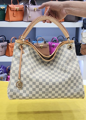 Louis Vuitton Bej Arsty Hakiki Canvas Deri Canta