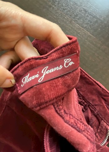 Bordo Süet Düğmeli Kadın Pantolon Mavi - Görsel 4