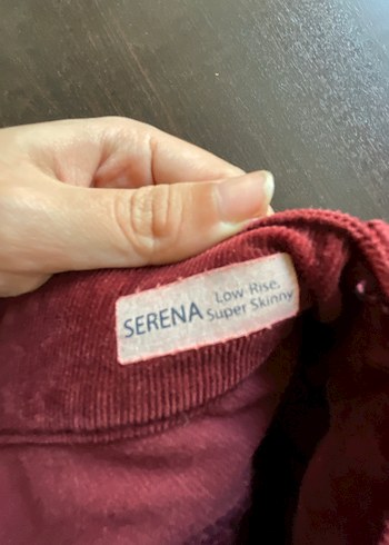 Bordo Süet Düğmeli Kadın Pantolon Mavi - Görsel 5