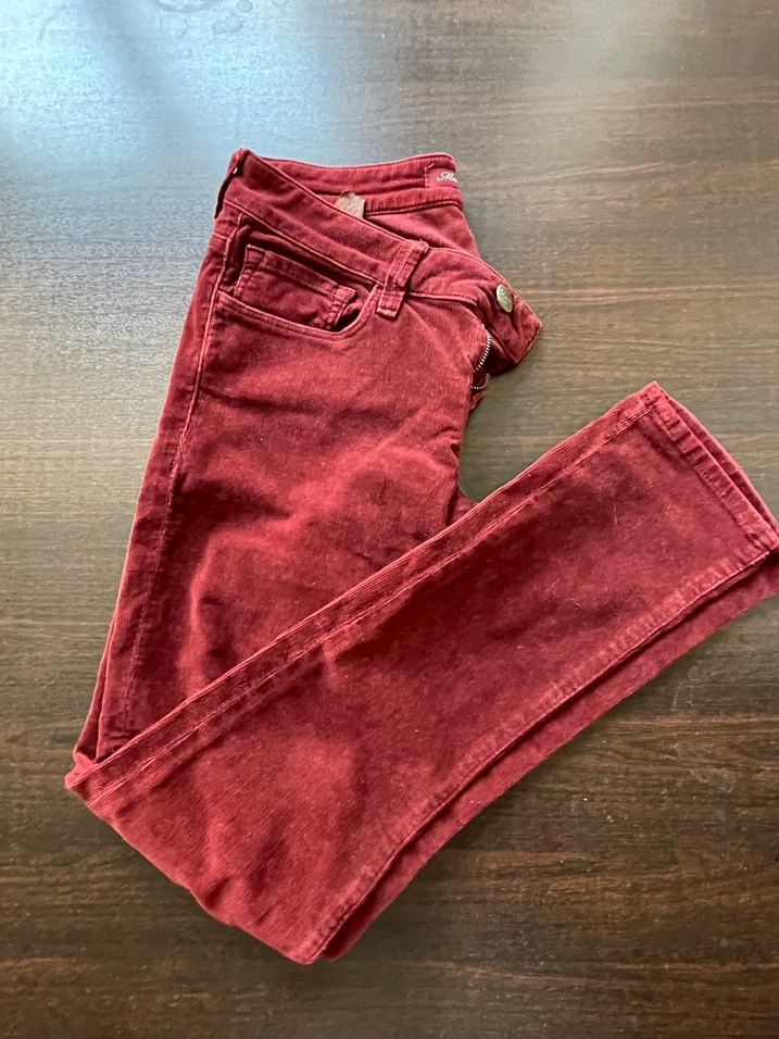 Bordo Süet Düğmeli Kadın Pantolon Mavi - Görsel 3