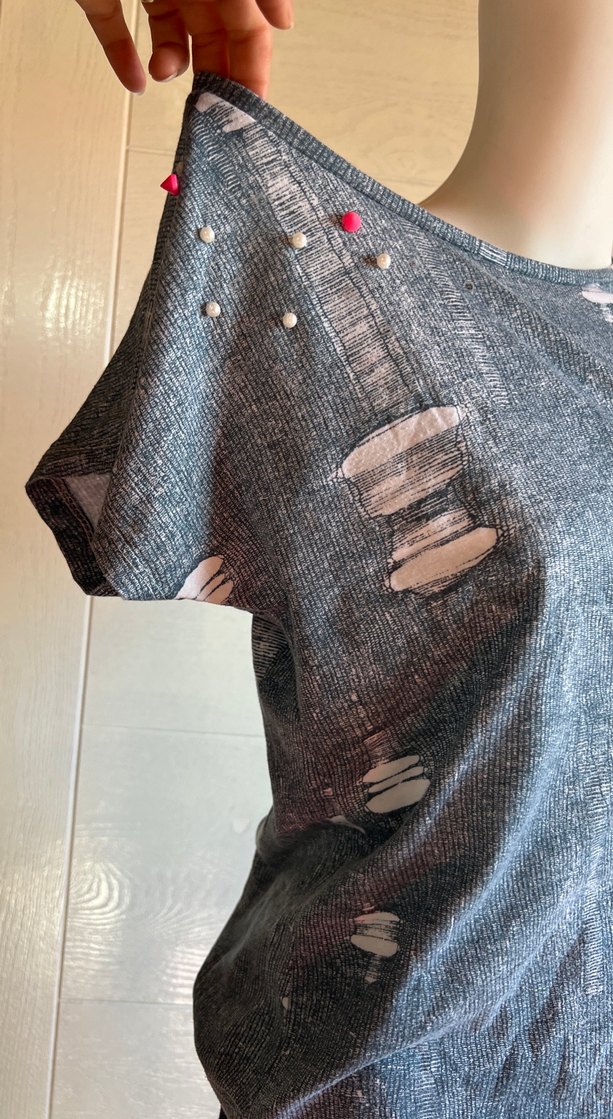 Düğmeli Gri Denim Hamile Tişörtü - Görsel 2