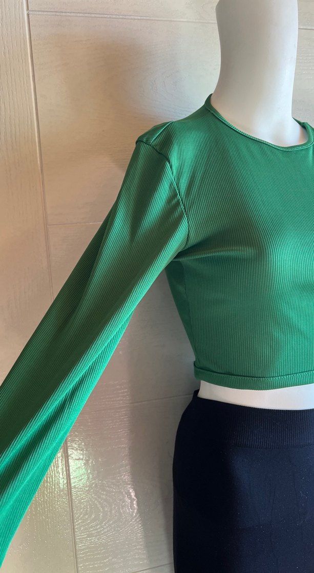 Kadın Yeşil Uzun Kollu Basic Triko - Görsel 2