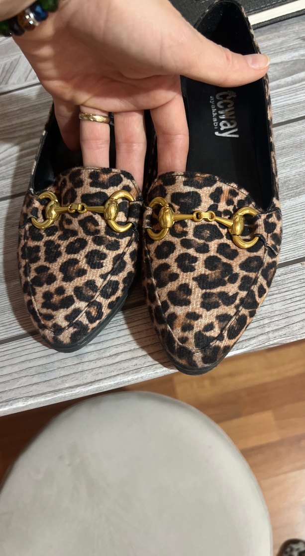 Kahverengi Leopar Desenli Tokalı Kadın Loafer - Görsel 4