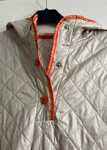 Kapüşonlu Düğmeli Gri Kadın Ceket - Görsel 4