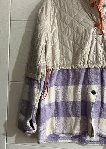 Kapüşonlu Düğmeli Gri Kadın Ceket - Görsel 2