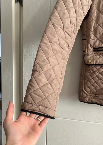 Düğmeli Bej Kadın Mont, Midi Boy - Görsel 4