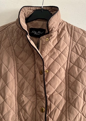 Düğmeli Bej Kadın Mont, Midi Boy - Görsel 5