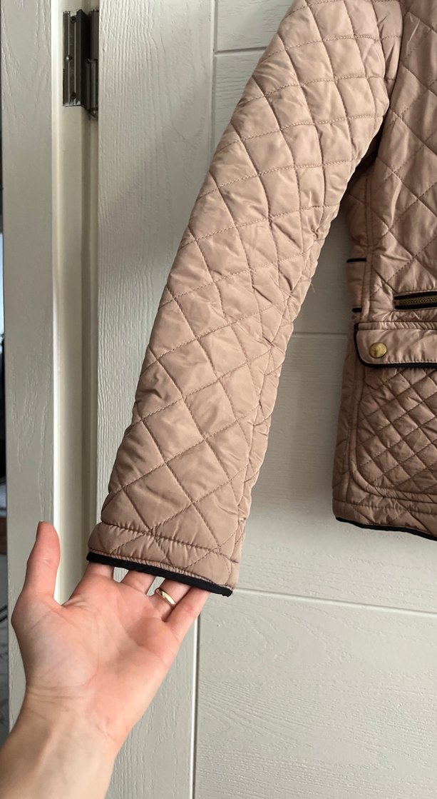 Düğmeli Bej Kadın Mont, Midi Boy - Görsel 4