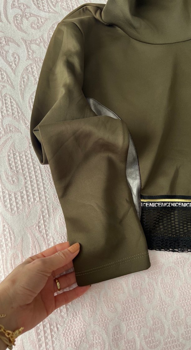 Gri Kemerli Yarım Balıkçı Mini Sweatshirt - Görsel 3