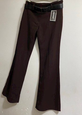 Zara Kahverengi Kemerli Şahane Kumaş Pantolon