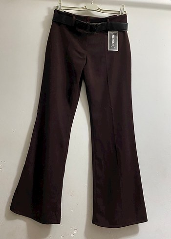 Zara Kemerli Kahverengi şahane Kumaş Pantolon