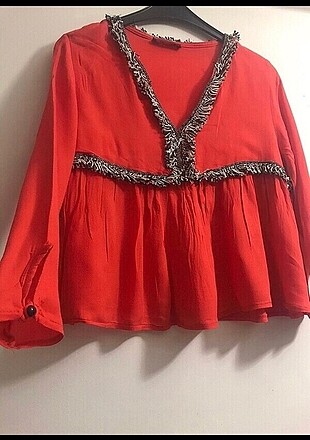 Turuncu Yaka detaylı Bluz#Yeni