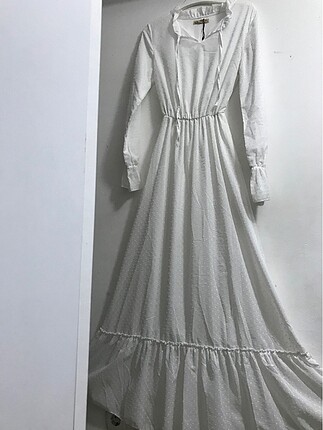 Beyaz damla güpürlü şahane elbise#Yeni etiketli