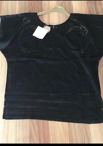 universal Beden siyah Renk Siyah dantel güpürlü şahane bluz#Yeni etiketli