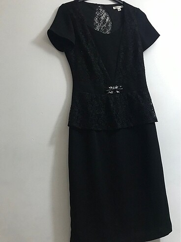 Mango Nominal siyah güpür detaylı elbise#Yeni