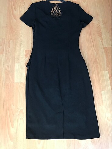 36 Beden Nominal siyah güpür detaylı şahane elbise#Yeni