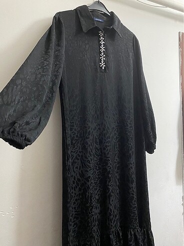 36 Beden siyah Renk KETCHE siyah teş ve kabartma desenli şahane elbise#yeni