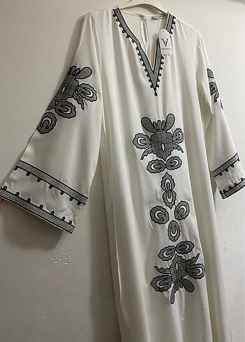 38 Beden beyaz Renk Vale eomen nakış işlemeli rahat etnik elbise#Yeni etiketli