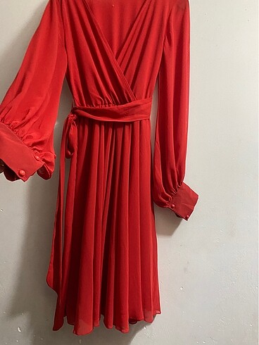 Zara kodel kruvaze kuşaklı şahabe şifon elbise#Yeni etiketli