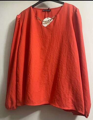 Zara Oranj yaka aksesuarlı şahane bluz#Yeni etiketli