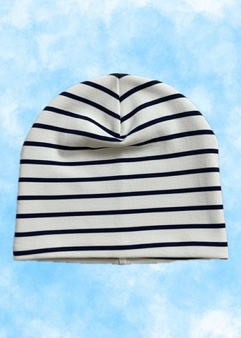 Çizgili Bebek Önlüğü, Boyunluğu ve Şapka Seti - Görsel 2