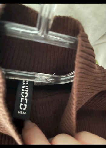 Kahverengi Boğazlı Triko Kadın Kazak - Görsel 2