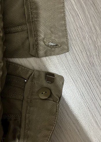 Zara Bej Midi Keten Rahat Kesim Kadın Pantolon - Görsel 4