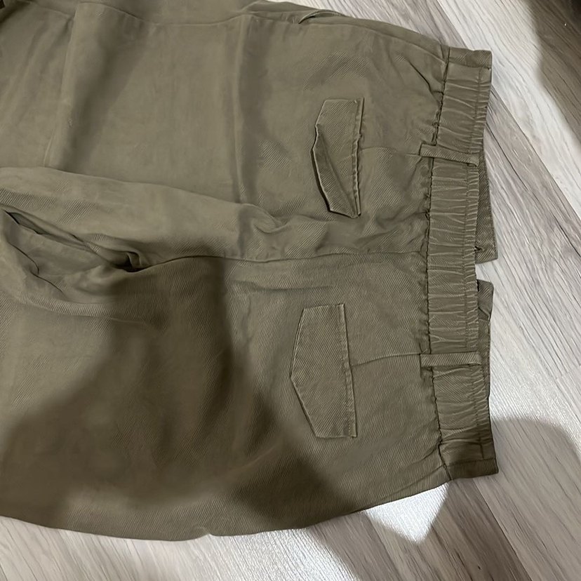 Zara Bej Midi Keten Rahat Kesim Kadın Pantolon - Görsel 3